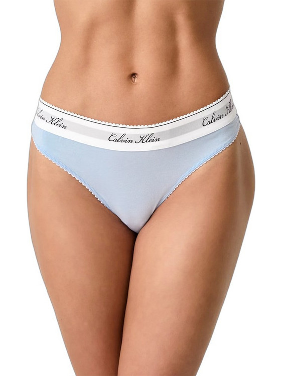 Calvin Klein Script Logo Γυναικείο String χωρίς Ραφές Γαλάζιο LV00QF9075-V9Z