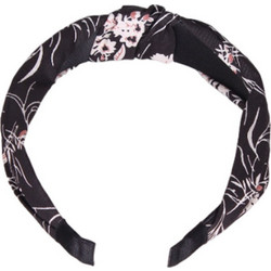Στέκα Μαλλιών Σατέν Κόμπος Floral Μαύρη Ροζ KOR108