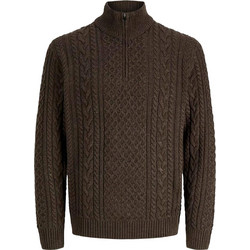 Jack & Jones Ανδρικό Πουλόβερ με Φερμουάρ Καφέ 12299947
