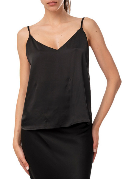 MY Tiffany Wearables Γυναικείο Καλοκαιρινό Top Σατέν Μαύρο S25T0049