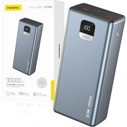 Foneng GT300 Power Bank 30000mAh 22.5W με 2 Θύρες USB-A & Θύρα USB-C Quick Charge 3.0 & Power Delivery Grey
