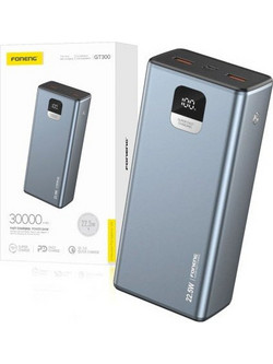 Foneng GT300 Power Bank 30000mAh 22.5W με 2 Θύρες USB-A & Θύρα USB-C Quick Charge 3.0 & Power Delivery Grey