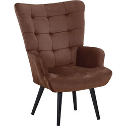 Woodwell Μπερζέρα Βελούδινη Καφέ Lobby Ε7142,Β20