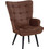 Woodwell Μπερζέρα Βελούδινη Καφέ Lobby Ε7142,Β20