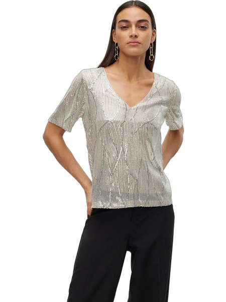 Vero Moda Γυναικείο Χειμερινό Top με Παγιέτες Ασημί 10319014