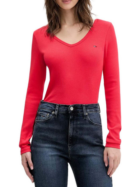 Tommy Jeans Γυναικείο Χειμερινό Top Ριπ Κοραλί DW0DW17990-XK3