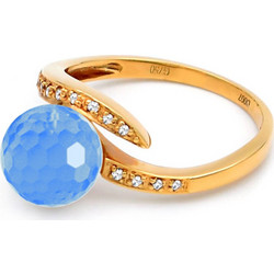 Δαχτυλίδι Κ18 χρυσό με Blue Topaz και διαμάντια - M315958BT