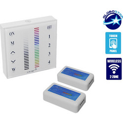GLOBOSTAR(R) 04052 PRISM RGB Controller 6CH DC 12-24V 24A 576W Max IP20 - RF 2.4GHz Ασύρματο Χειριστήριο Τοίχου Αφής 2 Ζωνών - M8.5xΠ2.5xΥ4.5cm