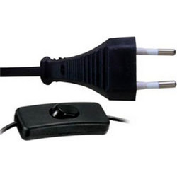 Καλώδιο Τροφοδοσίας Διπολικό / 2x0.75mm / 2m / Μαύρο / με διακόπτη χειρός
