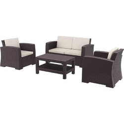 Zougris Monaco Σετ Σαλόνι Κήπου Rattan 4τμχ Καφέ 53.0817