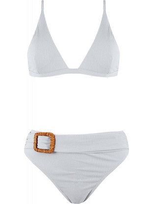 Gsecret Bikini Set Τριγωνάκι με Ενίσχυση Ψηλόμεσο Λευκό C9156-14042
