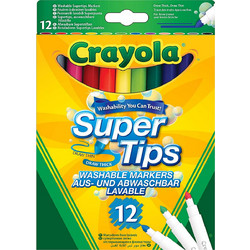 Crayola Super Tips Μαρκαδόροι Ζωγραφικής Σετ 12 Χρώματα