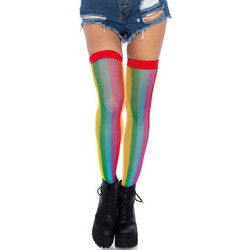 Rainbow fishnet thigh highs