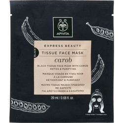 Apivita Express Beauty Carob Tissue Sheet Μαύρη Μάσκα Προσώπου για Μαύρα Στίγματα με Άνθρακα 20ml