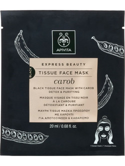 Apivita Express Beauty Carob Tissue Sheet Μαύρη Μάσκα Προσώπου για Μαύρα Στίγματα με Άνθρακα 20ml