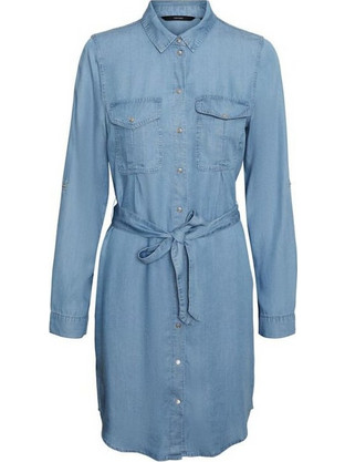 Vero Moda Mini Καθημερινό Φόρεμα Τζιν Γαλάζιο 10242218