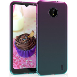 KWmobile Θήκη Σιλικόνης Nokia C20 / C10 - Bicolor / Dark Pink / Blue / Transparent (54862.01)