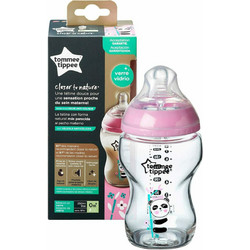 Tommee Tippee Closer To Nature Γυάλινο Μπιμπερό με Θηλή Σιλικόνης κατά των Κολικών 0m+ Pink 250ml