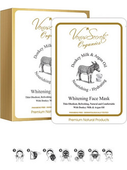 Venus Secrets Donkey Milk & Argan Oil Whitenning Κρεμώδης Μάσκα Προσώπου για Λεύκανση με Αργκάν & Γάλα Γαϊδούρας 5τμχ