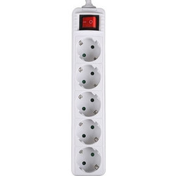 LAMTECH POWER STRIP WITH SWITCH 5 OUTLETS WHITE 1.5M LAM023732
