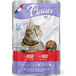 Plaisir Pouch Sterilised Adult with Beef & Turkey 100gr
