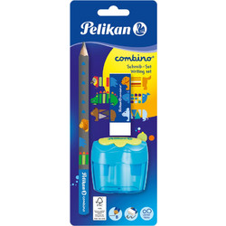 Pelikan Combino Σετ Γραφής Μολύβι Jumbo B + Γόμα + Ξύστρα Βαρελάκι με 2 τρύπες Μπλε κωδικός 811217A