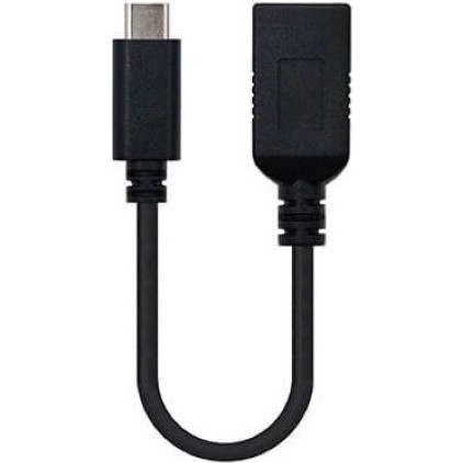 NANOCABLE OTG CABLE USB TO USB TYPE C 3.1 NANOWIRE 15CM 15CM / FEMALE TO MALE / BLACK 10.01.4201