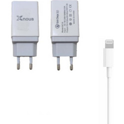 Xnous Φορτιστής με Καλώδιο Lightning με Θύρα USB-A Quick Charge 3.0 White US11