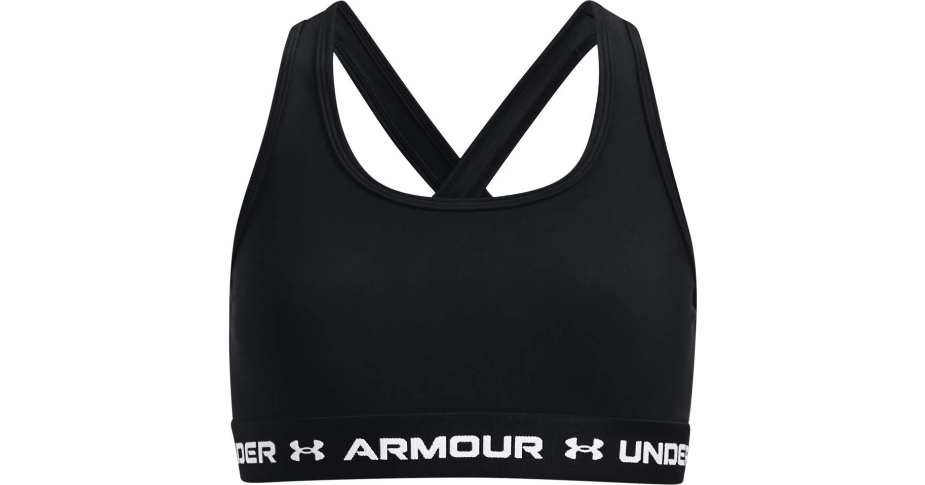 Under Armour Girl's Cross-Back Solid Sports Bra 1364629-001 Black Size Small