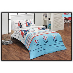 Mc Decor Σετ Παιδικά Σεντόνια Μονά Βαμβακερά 170x240 Marine - Blue/White
