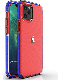 Spring Case clear TPU gel protective cover with colorful frame for iPhone 13 mini dark blue