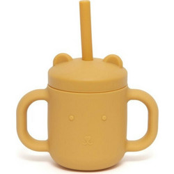 Petit Monkey Ποτηράκι Σιλικόνης με Καλαμάκι Honey Peach 175ml