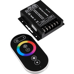 GLOBOSTAR RGBCONTROLLER 73410 Σετ Dimmer / Controller με RF Ασύρματο Χειριστήριο με 3 x 8A 192W Κανάλια DC 12-24V 24A 576W Max IP20 - RF2.4Ghz SYNC - Μ9 x Π9 x Υ2.5cm