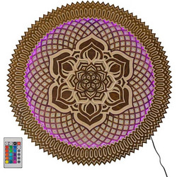 WOOD MANDALA LASERCUT RGB led with remote control(75x75cm)