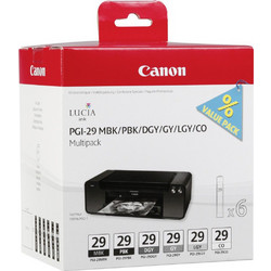 Canon PGI-29 MBK/PBK/DGY/GY/LGY/CO Πακέτο 6 Μελανιών Εκτυπωτή Inkjet 4868B018