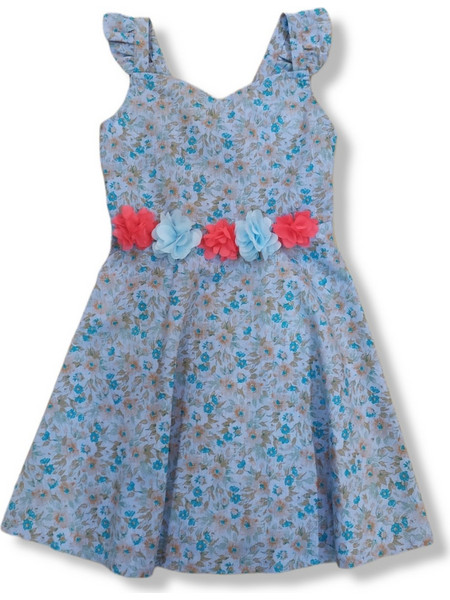 Serafino Παιδικό Φόρεμα Floral Μπλε S22-N2519