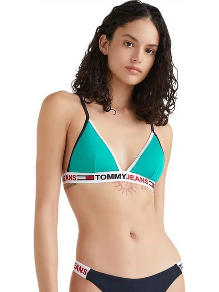 Tommy Jeans Bikini Top Τριγωνάκι Τιρκουάζ UW0UW03351-L14