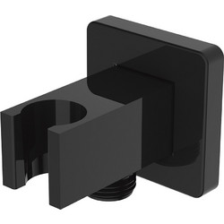 Clever Square Black Επίτοιχη Παροχή Νερού Με Στήριγμα 61112