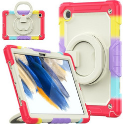For Samsung Galaxy Galaxy Tab A8 Bracelet Holder Silicone + PC Tablet Case(Colorful Red) (OEM)