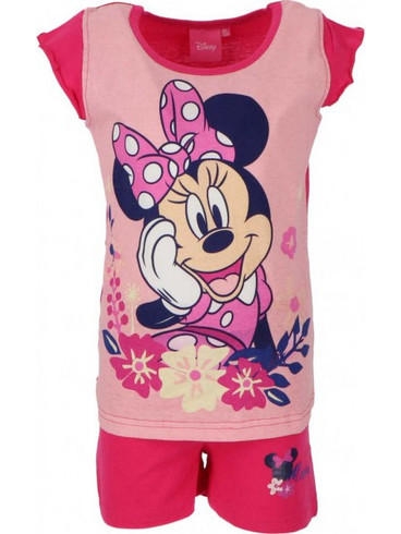 Γνήσια Παιδικά Πυτζαμάκια Disney Minnie Mouse - Σετ 100% Βαμβακερα Φούξια/Ρόζ