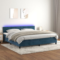 vidaXL Κρεβάτι Boxspring με Στρώμα Σκ. Μπλε 200x200εκ. 3134307
