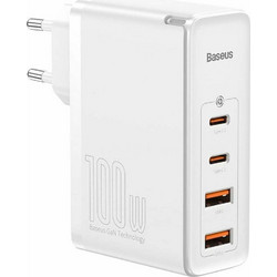 Baseus CCGAN2P Φορτιστής Χωρίς Καλώδιο με 2 Θύρες USB-A & 2 Θύρες USB-C 100W Power Delivery & Quick Charge 4+ White
