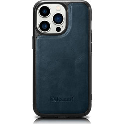 iCarer Oil Wax Leather MagSafe Back Cover Blue (iPhone 14 Pro Max)