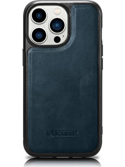 iCarer Oil Wax Leather MagSafe Back Cover Blue (iPhone 14 Pro Max)