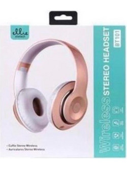 Ellietech BT101 Ασύρματα Bluetooth Ακουστικά Over Ear Ροζ Χρυσό