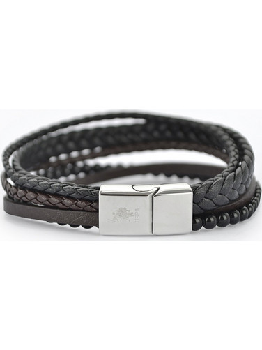 U.S. Polo Assn. Ανδρικό Βραχιόλι από Δέρμα & Ατσάλι JW9162BR