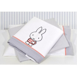 Miffy des.65 Σετ Βρεφικά Σεντόνια Κούνιας 100x165 White/Grey