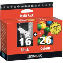 Lexmark 16 & 26 B/C/M/Y Πακέτο 2 Μελανιών Εκτυπωτή Inkjet