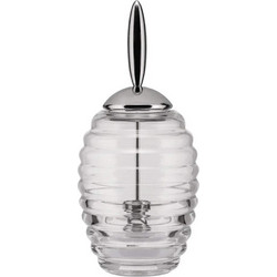 Δοχείο Αποθήκευσης Μελιού TW01 350ml 8,7x19,7cm Clear-Silver Alessi Ατσάλι,Γυαλί