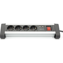 Digitus DA-70614 Πολύπριζο 4 Θέσεων με Διακόπτη και 2xUSB 5V/2A